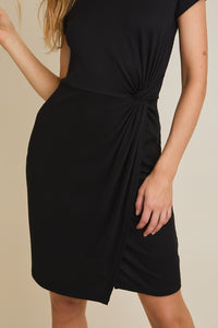 Black Twist Front Mini Dress