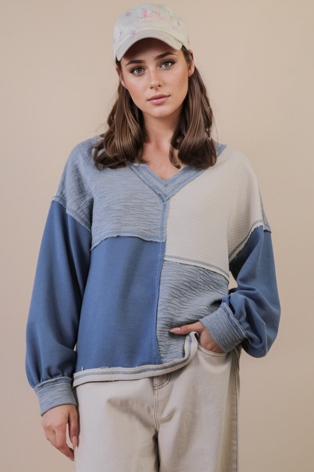 Blue Patchwork Top