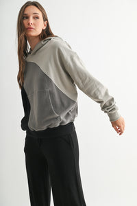 Black + Grey Blocked Hoodie