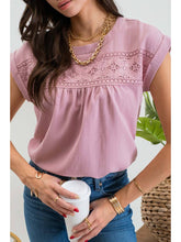 Load image into Gallery viewer, Lace Trim Dusty Pink Top
