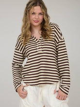 Load image into Gallery viewer, Dark Brown Stripe L/S Top
