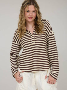 Dark Brown Stripe L/S Top