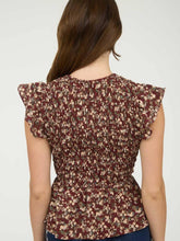 Load image into Gallery viewer, Burgundy Floral Smocked Top

