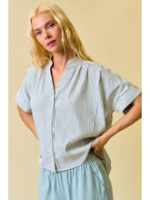 Load image into Gallery viewer, Grey Stripe Button Top
