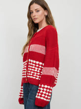 Load image into Gallery viewer, Red + White Patterned Cardigan
