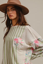 Load image into Gallery viewer, Sage Stripe + Floral Top
