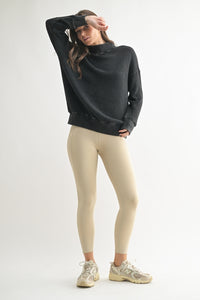 Mono B Black Washed Waffle Top