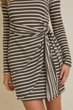 Load image into Gallery viewer, Olive Stripe Tie Dress
