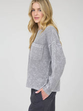 Load image into Gallery viewer, Grey Washed Ribbed Top
