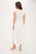 Load image into Gallery viewer, Cream V-Neck Smocked Dress
