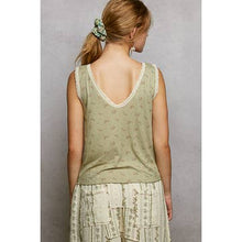 Load image into Gallery viewer, POL Sage Floral Lace Trim Tank
