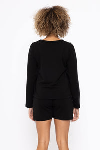 Black Tencel Long Sleeve Top