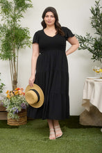 Load image into Gallery viewer, Black Flutter Smocked Dress - Plus
