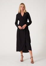 Load image into Gallery viewer, Black Wrap Midi Dress
