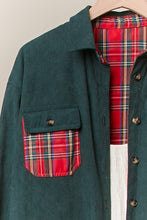 Load image into Gallery viewer, Reversible Corduroy + Plaid Shacket
