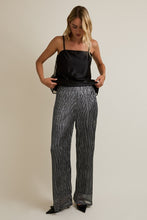 Load image into Gallery viewer, Black + Silver Metallic Pants
