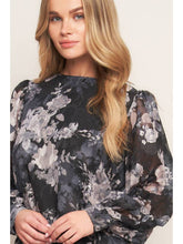 Load image into Gallery viewer, Black Floral Tie Back Top
