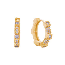 Load image into Gallery viewer, Gold Pave Raised Hoops
