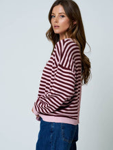 Load image into Gallery viewer, Pink Stripe Button Back Sweater
