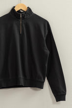 Load image into Gallery viewer, Black 1/4 Zip Cotton Pullover
