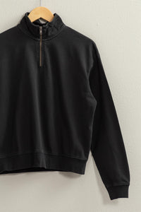 Black 1/4 Zip Cotton Pullover