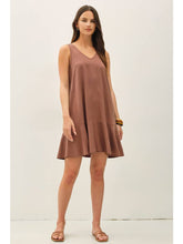 Load image into Gallery viewer, Brown Ruffle Hem Tencel Dress
