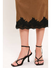Load image into Gallery viewer, Brown Suede Lace Trim Skirt
