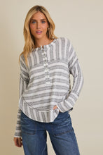 Load image into Gallery viewer, B+W Stripe Henley
