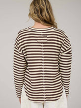 Load image into Gallery viewer, Dark Brown Stripe L/S Top
