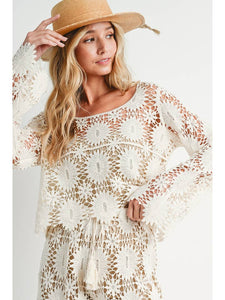 Floral Crochet Ivory Sweater