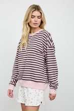 Load image into Gallery viewer, Pink + Brown Stripe Pullover
