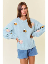 Load image into Gallery viewer, Sage Bee + Flower Sweater
