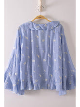 Load image into Gallery viewer, Blue Embroidered Floral Top
