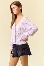 Load image into Gallery viewer, Lavender Pointelle Cardigan
