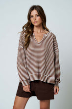Load image into Gallery viewer, Brown Stripe Knit Top
