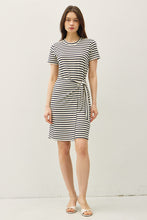 Load image into Gallery viewer, Navy Stripe Tie Dress
