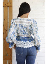 Load image into Gallery viewer, Angie Blue Floral Lace Top
