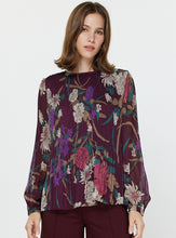 Load image into Gallery viewer, Wine Pleated Floral Top
