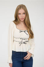 Load image into Gallery viewer, Cream Bow Peplum Top
