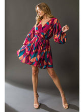 Load image into Gallery viewer, Magenta + Navy Abstract Dress
