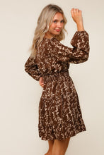 Load image into Gallery viewer, Mocha Floral Smock Waist Dress
