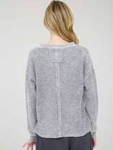 Load image into Gallery viewer, Grey Washed Ribbed Top
