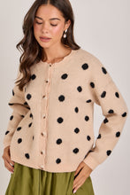 Load image into Gallery viewer, Scalloped Oatmeal Polka Dot Cardigan
