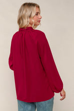 Load image into Gallery viewer, Cranberry Ruffle Button Up Top
