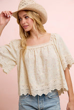 Load image into Gallery viewer, Bibi Ivory Floral Eyelet Top
