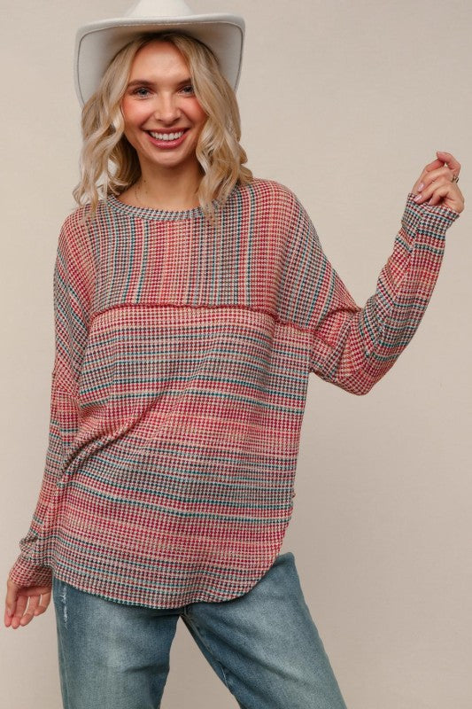 Rust Mixed Stripe Top