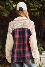 Load image into Gallery viewer, Green Plaid Lace Mix Top
