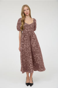 Mauve Floral Midi Dress