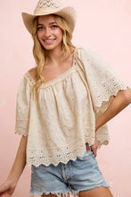 Load image into Gallery viewer, Bibi Ivory Floral Eyelet Top
