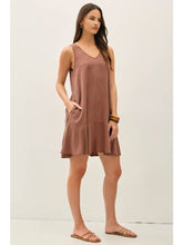 Load image into Gallery viewer, Brown Ruffle Hem Tencel Dress
